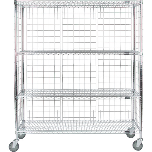 Chariot ferm&eacute; en treillis m&eacute;tallique, Chrom&eacute;, 60" x 69" x 24", Capacit&eacute; 800 lb - KLETON 