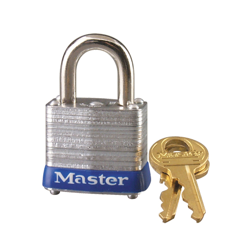 Commercial Padlock, Silver, Keyed Different, Laminated Steel, 1-1/8" Width - Master Lock 7