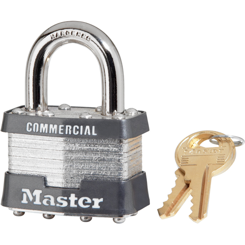 Commercial Padlock, Silver, Keyed Different, Laminated Steel, 1-3/4" Width - Master Lock 1