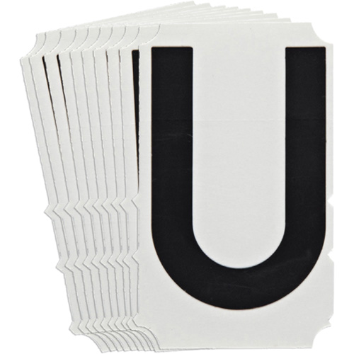 Quick-Align&reg; Individual Gothic Number & Letter Labels, U, 4" H, Black - Brady 5140P-U