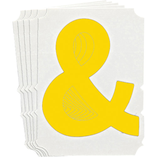 &eacute;tiquettes de lettres & chiffres gothiques individuels Quick-Align, Perlu&egrave;te (&), 4" h, Jaune - Brady 5150P-&