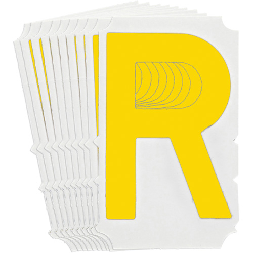 &eacute;tiquettes de lettres & chiffres gothiques individuels Quick-Align, R, 4" h, Jaune - Brady 5150P-R