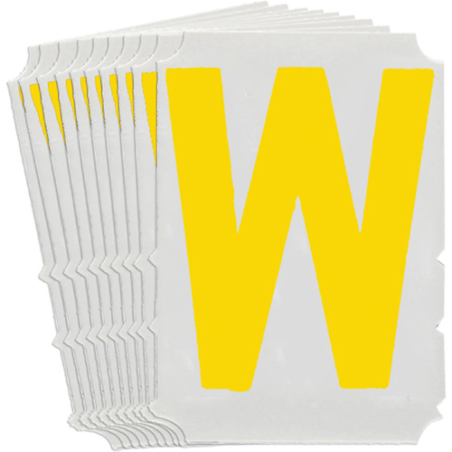 Quick-Align&reg; Individual Gothic Number & Letter Labels, W, 4" H, Yellow - Brady 5150P-W