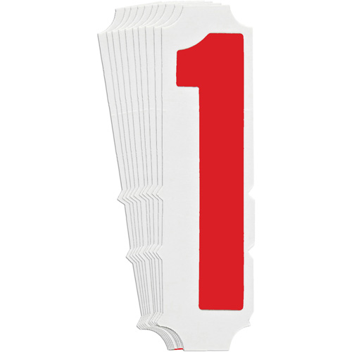Quick-Align&reg; Individual Gothic Number and Letter Labels, 1, 4" H, Red - Brady 5160P-1