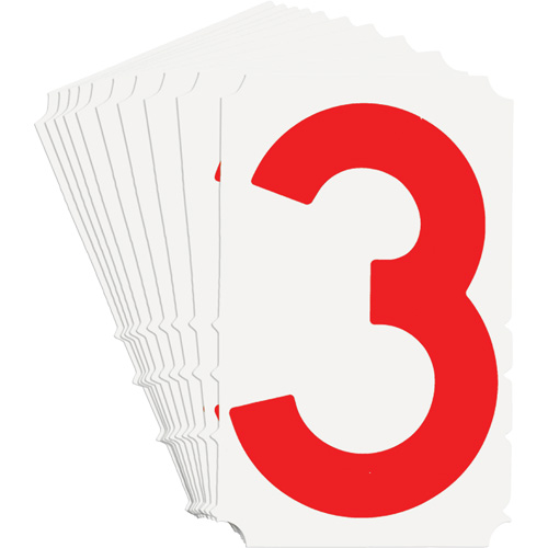 &eacute;tiquettes de lettres et chiffres gothiques individuels Quick-Align, 3, 4" h, Rouge - Brady 5160P-3