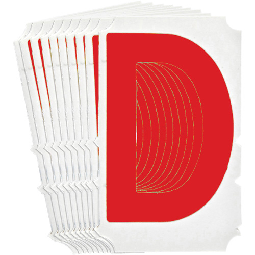 Quick-Align&reg; Individual Gothic Number and Letter Labels, D, 4" H, Red - Brady 5160P-D