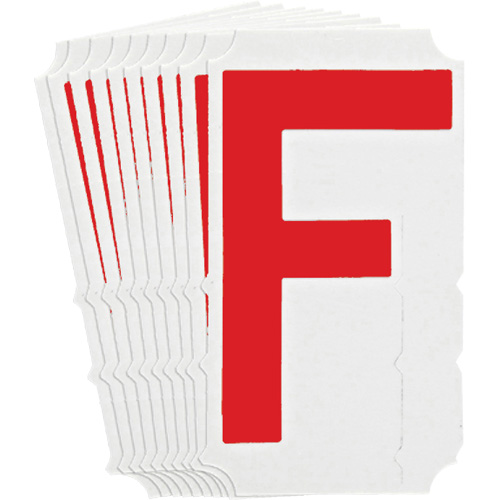 Quick-Align&reg; Individual Gothic Number and Letter Labels, F, 4" H, Red - Brady 5160P-F
