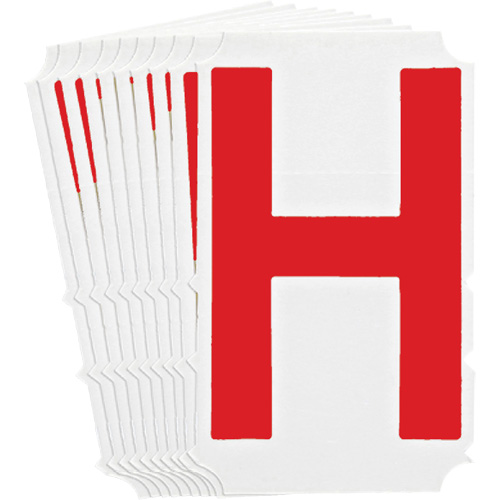 Quick-Align&reg;Individual Gothic Number and Letter Labels, H, 4" H, Red - Brady 5160P-H