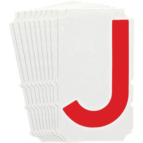 &eacute;tiquettes de lettres et chiffres gothiques individuels Quick-Align, J, 4" h, Rouge - Brady 5160P-J