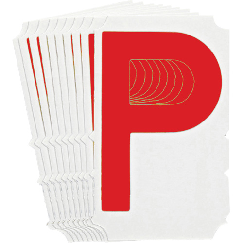 &eacute;tiquettes de lettres & chiffres gothiques individuels Quick-Align, P, 4" h, Rouge - Brady 5160P-P
