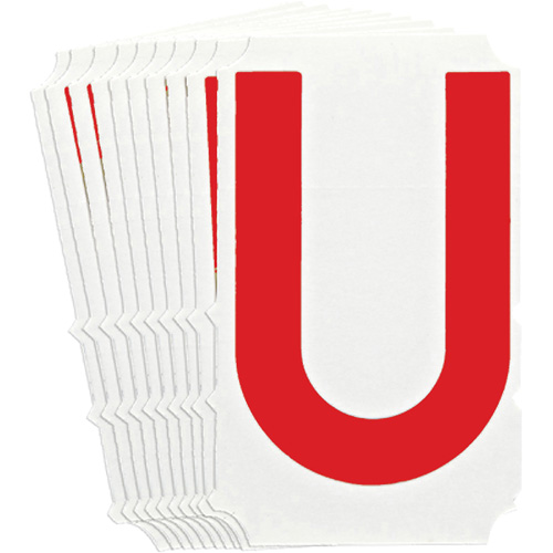 &eacute;tiquettes de lettres & chiffres gothiques individuels Quick-Align, U, 4" h, Rouge - Brady 5160P-U