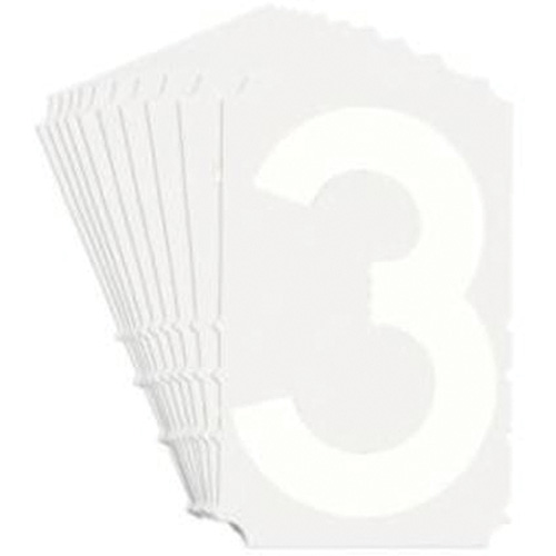 Quick-Align&reg; Individual Gothic Number and Letter Labels, 3, 4" H, White - Brady 5170P-3