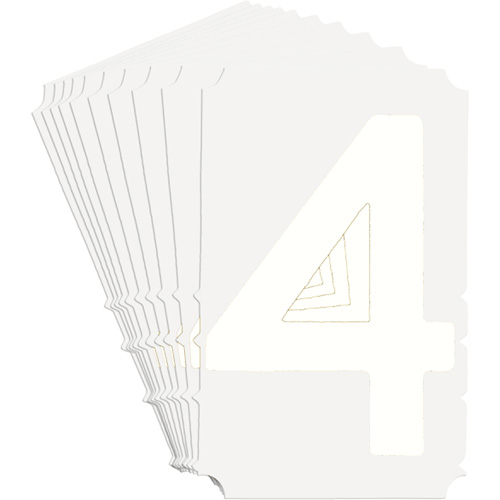 &eacute;tiquettes de lettres et chiffres gothiques individuels Quick-Align, 4, 4" h, Blanc - Brady 5170P-4