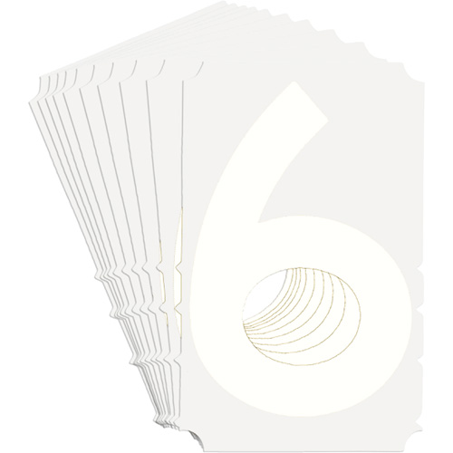 &eacute;tiquettes de lettres et chiffres gothiques individuels Quick-Align, 6, 4" h, Blanc - Brady 5170P-6