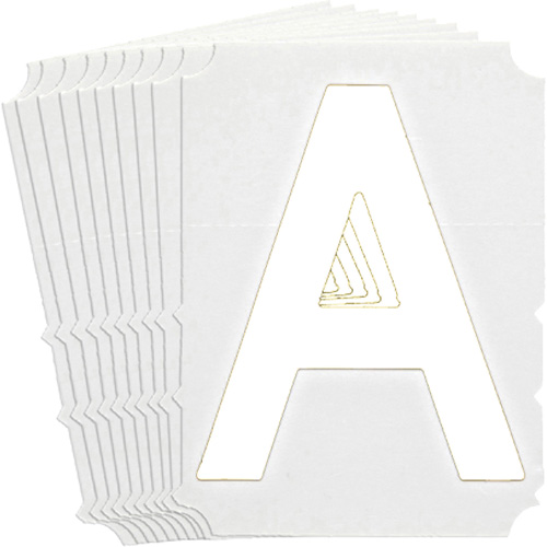 &eacute;tiquettes de lettres et chiffres gothiques individuels Quick-Align, A, 4" h, Blanc - Brady 5170P-A