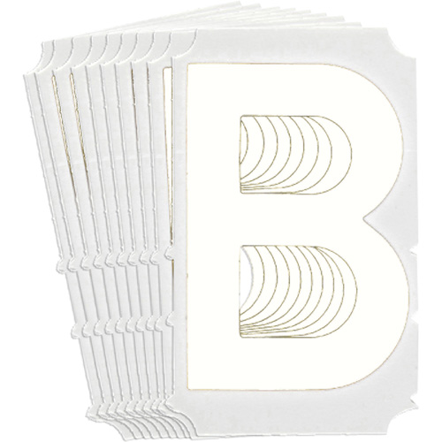 Quick-Align&reg; Individual Gothic Number and Letter Labels, B, 4" H, White - Brady 5170P-B