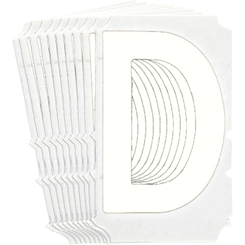 &eacute;tiquettes de lettres et chiffres gothiques individuels Quick-Align, D, 4" h, Blanc - Brady 5170P-D