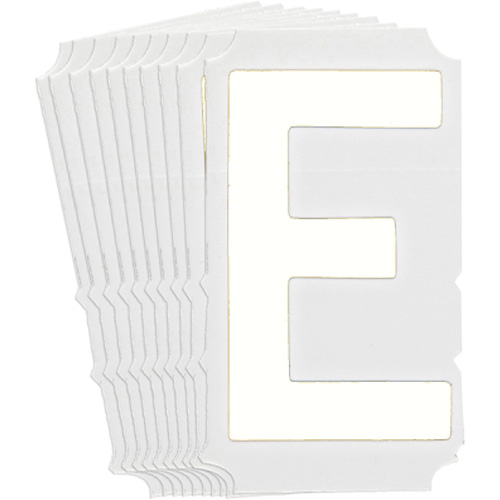 &eacute;tiquettes de lettres et chiffres gothiques individuels Quick-Align, E, 4" h, Blanc - Brady 5170P-E