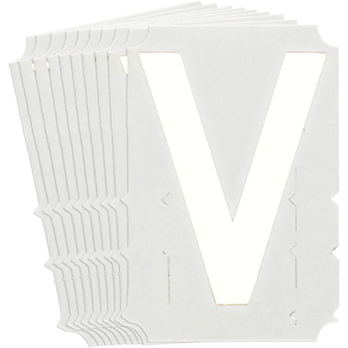 Quick-Align&reg; Individual Gothic Number & Letter Labels, V, 4" H, White - Brady 5170P-V