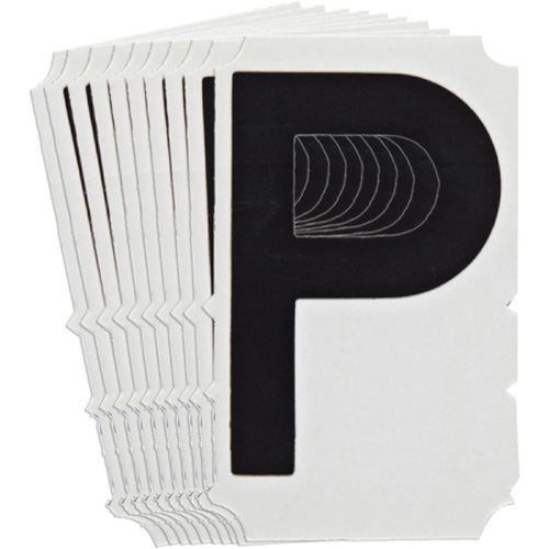 &eacute;tiquettes de lettres & chiffres gothiques individuels Quick-Align, P, 6" h, Noir - Brady 5180P-P