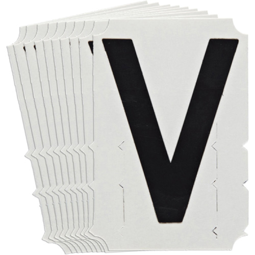 &eacute;tiquettes de lettres & chiffres gothiques individuels Quick-Align, V, 6" h, Noir - Brady 5180P-V
