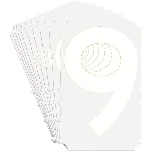 &eacute;tiquettes de lettres et chiffres gothiques individuels Quick-Align, 9, 6" h, Blanc - Brady 5210P-9
