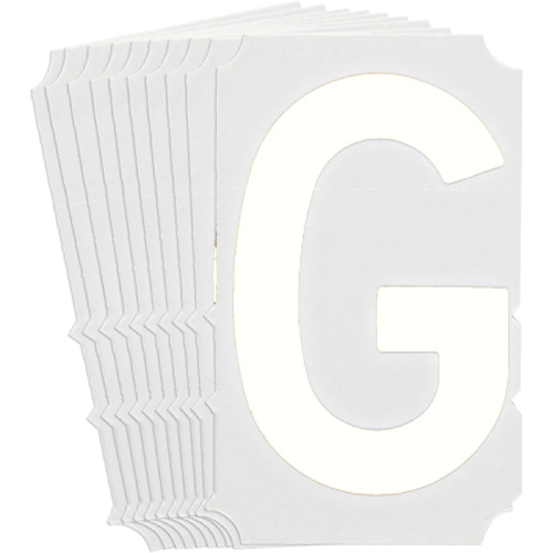 &eacute;tiquettes de lettres et chiffres gothiques individuels Quick-Align, G, 6" h, Blanc - Brady 5210P-G