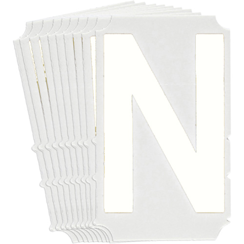 Quick-Align&reg; Individual Gothic Number & Letter Labels, N, 6" H, White - Brady 5210P-N