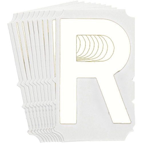 &eacute;tiquettes de lettres & chiffres gothiques individuels Quick-Align, R, 6" h, Blanc - Brady 5210P-R