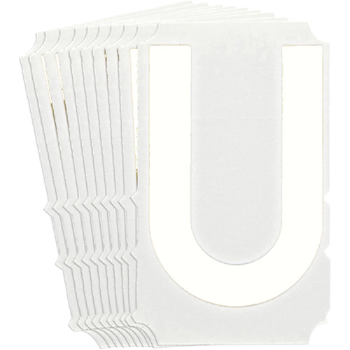 &eacute;tiquettes de lettres & chiffres gothiques individuels Quick-Align, U, 6" h, Blanc - Brady 5210P-U