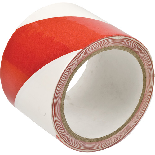 Ruban de marquage, 3" x 54', Vinyle, Rouge et blanc - Brady 55297