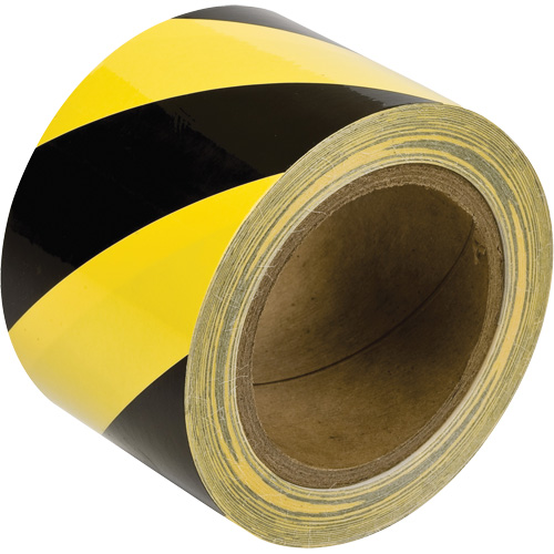 Marking Tape, 3" x 60', Vinyl, Black and Yellow - Brady 58257