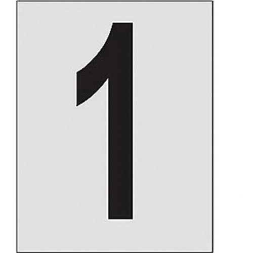 Reflective Individual Number and Letter Labels, 1, 1" H, Black on Silver - Brady 5900-1