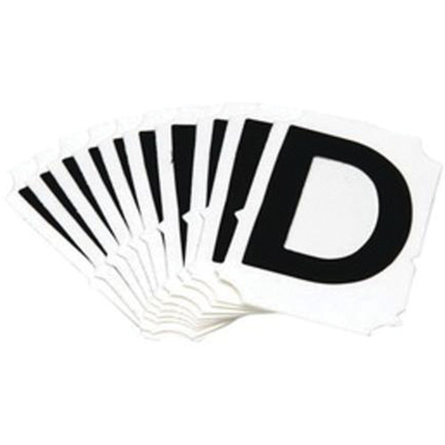 Reflective Individual Number and Letter Labels, D, 1" H, Black on Silver - Brady 5900-D