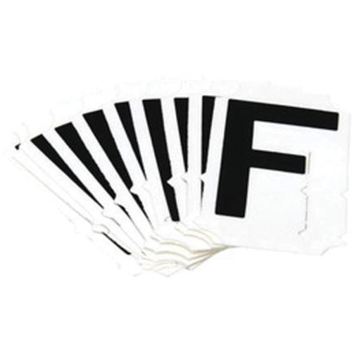 Reflective Individual Number and Letter Labels, F, 1" H, Black on Silver - Brady 5900-F
