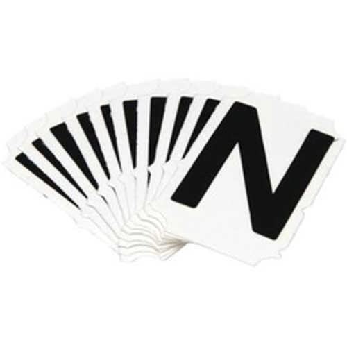 &eacute;tiquettes de lettres & chiffres r&eacute;fl&eacute;chissants individuels, N, 1" h, Noir sur argent - Brady 5900-N