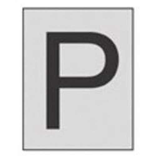 Reflective Individual Number & Letter Labels, P, 1" H, Black on Silver - Brady 5900-P