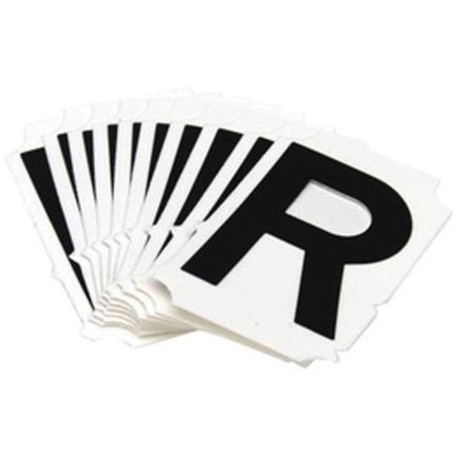 &eacute;tiquettes de lettres & chiffres r&eacute;fl&eacute;chissants individuels, R, 1" h, Noir sur argent - Brady 5900-R