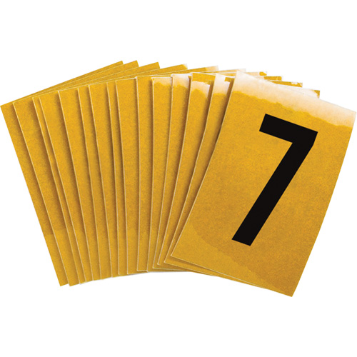 Reflective Individual Number and Letter Labels, 7, 1" H, Black on Yellow - Brady 5920-7