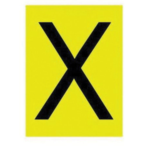 &eacute;tiquettes de lettres & chiffres r&eacute;fl&eacute;chissants individuels, X, 1" h, Noir sur jaune - Brady 5920-X