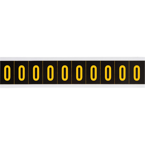 Individual Number and Letter Labels, 0, 2" H, Yellow on Black - Brady 7897-0