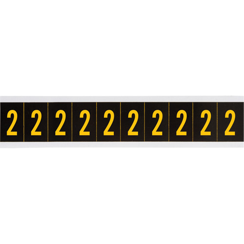 Individual Number and Letter Labels, 2, 1" H, Yellow on Black - Brady 7890-2