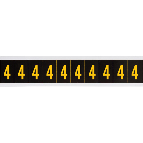 &eacute;tiquettes de lettres et chiffres individuels, 4, 2" h, Jaune sur noir - Brady 7897-4