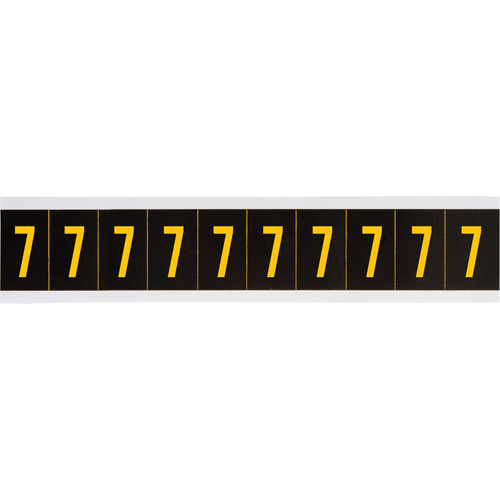 Reflective Individual Number and Letter Labels, 7, 2" H, Yellow on Black - Brady 7897-7