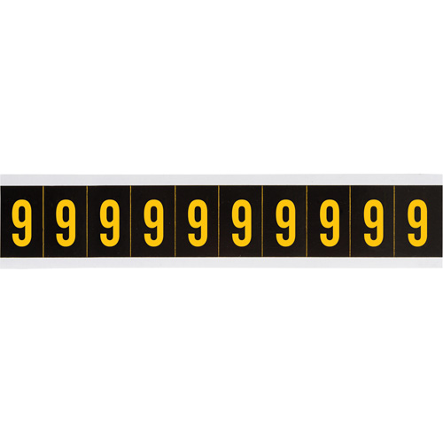 Individual Number and Letter Labels, 9, 2" H, Yellow on Black - Brady 7897-9