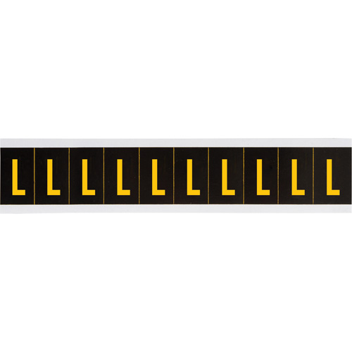 Individual Number and Letter Labels, L, 2" H, Yellow on Black - Brady 7897-L