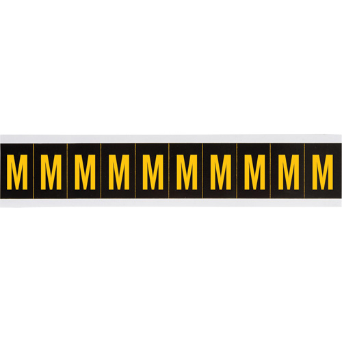 &eacute;tiquette de lettres & chiffres individuels, M, 2" h, Jaune sur noir - Brady 7897-M