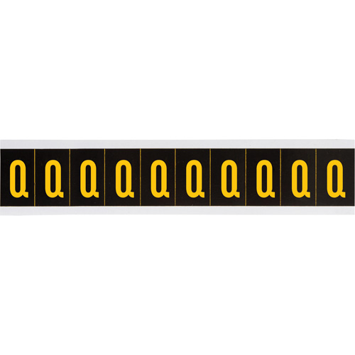 Individual Number & Letter Labels, Q, 2" H, Yellow on Black - Brady 7897-Q