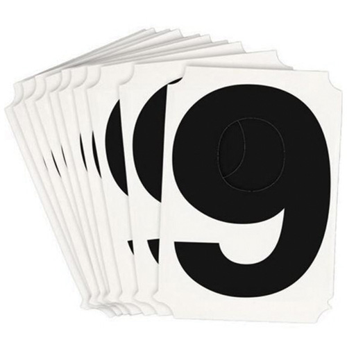 Quick-Align&reg; Individual Number and Letter Labels, 9, 4" H, Black - Brady 8220P-9