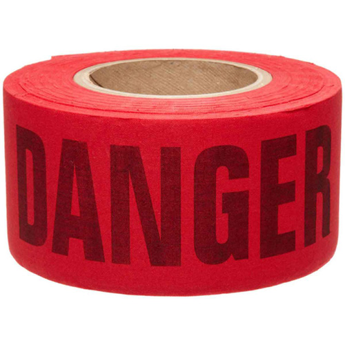 Re-Pulpable Barricade Tape, Bilingual, 3" W x 135' L, 3 mils, Black on Red - Brady 91084